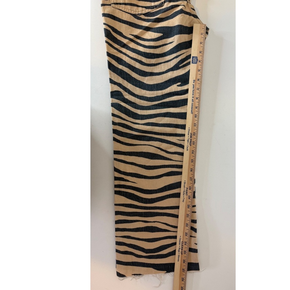 RE/DONE Jeans Women's 26 Y2K Zebra‎ Animal Print Raw Hem Tan Denim - Picture 5 of 12